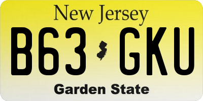 NJ license plate B63GKU