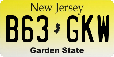 NJ license plate B63GKW