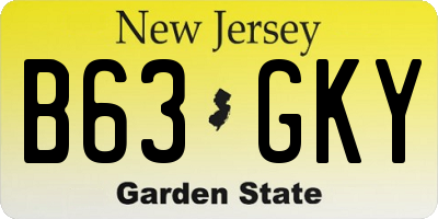 NJ license plate B63GKY