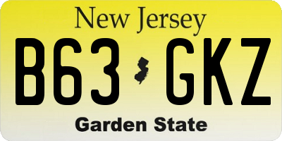 NJ license plate B63GKZ