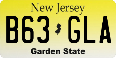 NJ license plate B63GLA
