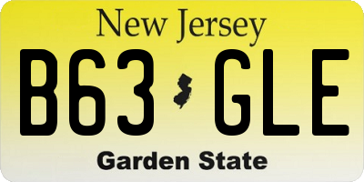 NJ license plate B63GLE