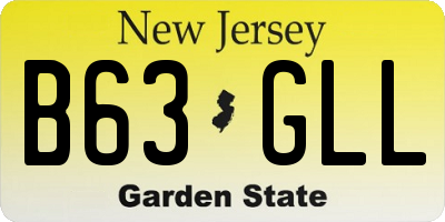 NJ license plate B63GLL