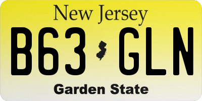 NJ license plate B63GLN