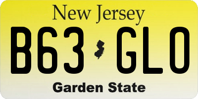 NJ license plate B63GLO