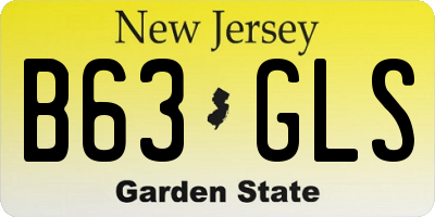 NJ license plate B63GLS