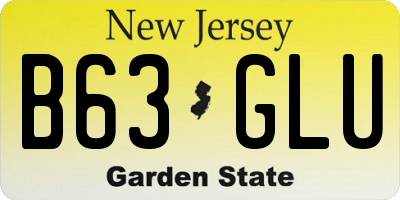 NJ license plate B63GLU