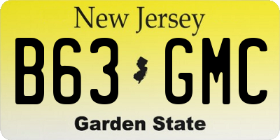 NJ license plate B63GMC