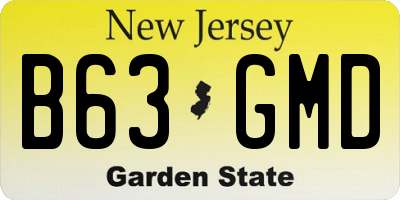 NJ license plate B63GMD