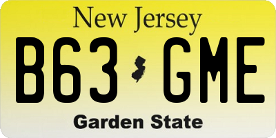NJ license plate B63GME