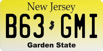 NJ license plate B63GMI