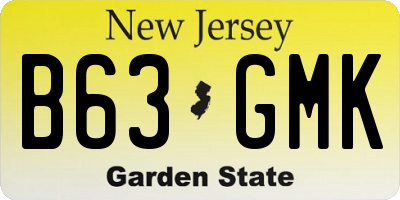 NJ license plate B63GMK