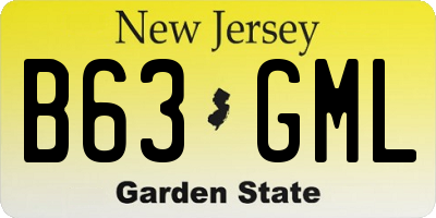 NJ license plate B63GML