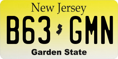 NJ license plate B63GMN