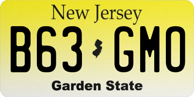 NJ license plate B63GMO