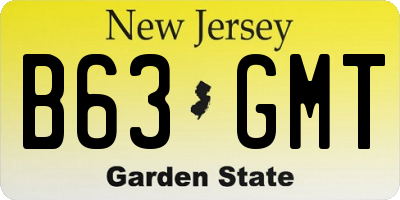 NJ license plate B63GMT