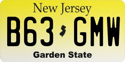 NJ license plate B63GMW