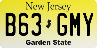 NJ license plate B63GMY