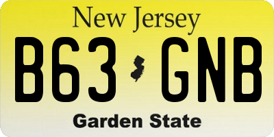 NJ license plate B63GNB
