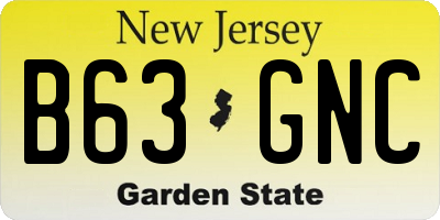 NJ license plate B63GNC