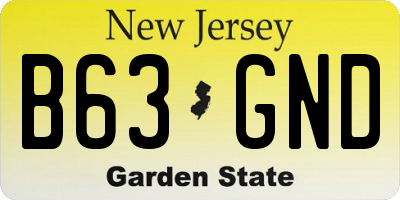 NJ license plate B63GND