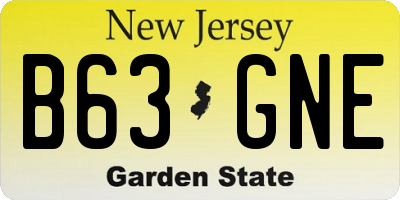 NJ license plate B63GNE