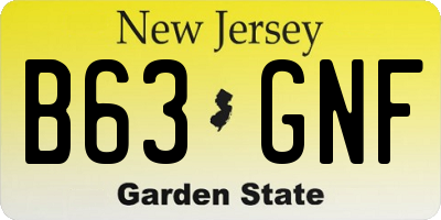 NJ license plate B63GNF