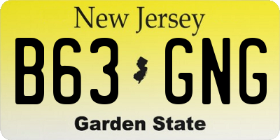 NJ license plate B63GNG