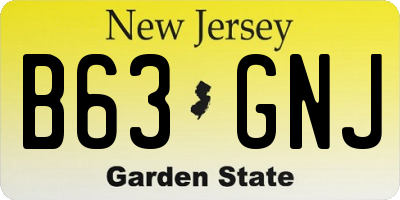 NJ license plate B63GNJ