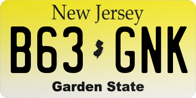 NJ license plate B63GNK