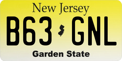 NJ license plate B63GNL