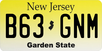NJ license plate B63GNM