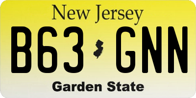 NJ license plate B63GNN