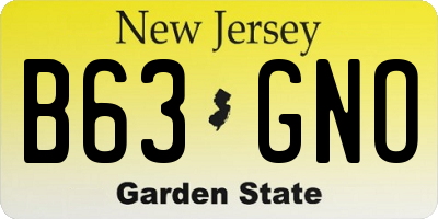 NJ license plate B63GNO