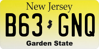 NJ license plate B63GNQ