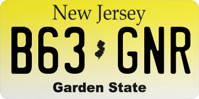 NJ license plate B63GNR