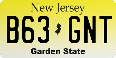 NJ license plate B63GNT