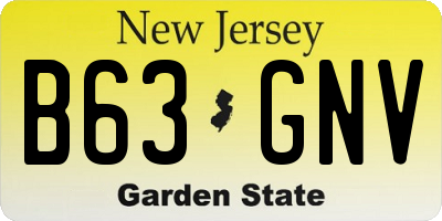NJ license plate B63GNV