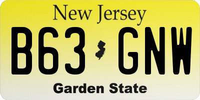 NJ license plate B63GNW