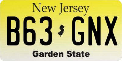 NJ license plate B63GNX