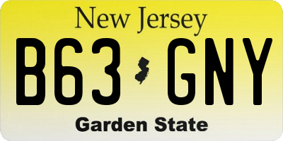 NJ license plate B63GNY