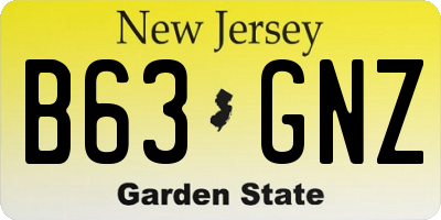 NJ license plate B63GNZ