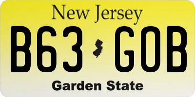 NJ license plate B63GOB