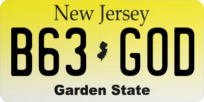 NJ license plate B63GOD