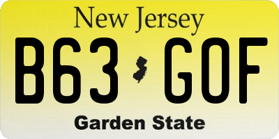 NJ license plate B63GOF
