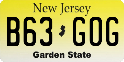 NJ license plate B63GOG