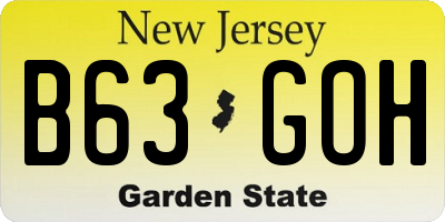 NJ license plate B63GOH