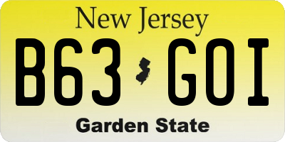NJ license plate B63GOI