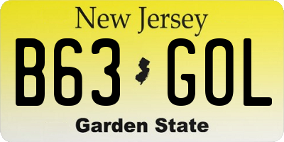 NJ license plate B63GOL