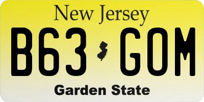 NJ license plate B63GOM